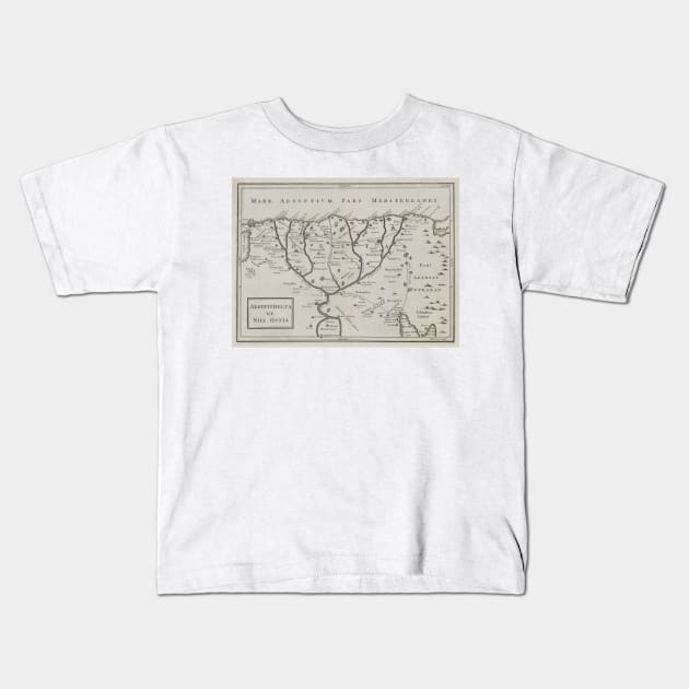 Old Nile Delta Map (1700s) Vintage Egypt River Basin Atlas Kids T-Shirt by Bravuramedia